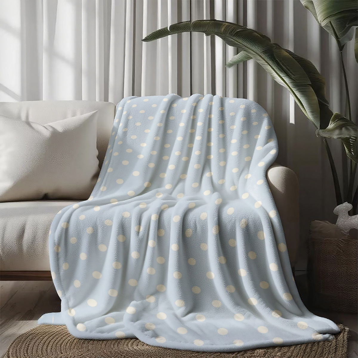 TEMU 1pc Flannel Lightweight Small Throw Blanket 2d Flat Polka Dot Pattern Durable Use Sofa Bed Travel Camping Home Decor Adult Use