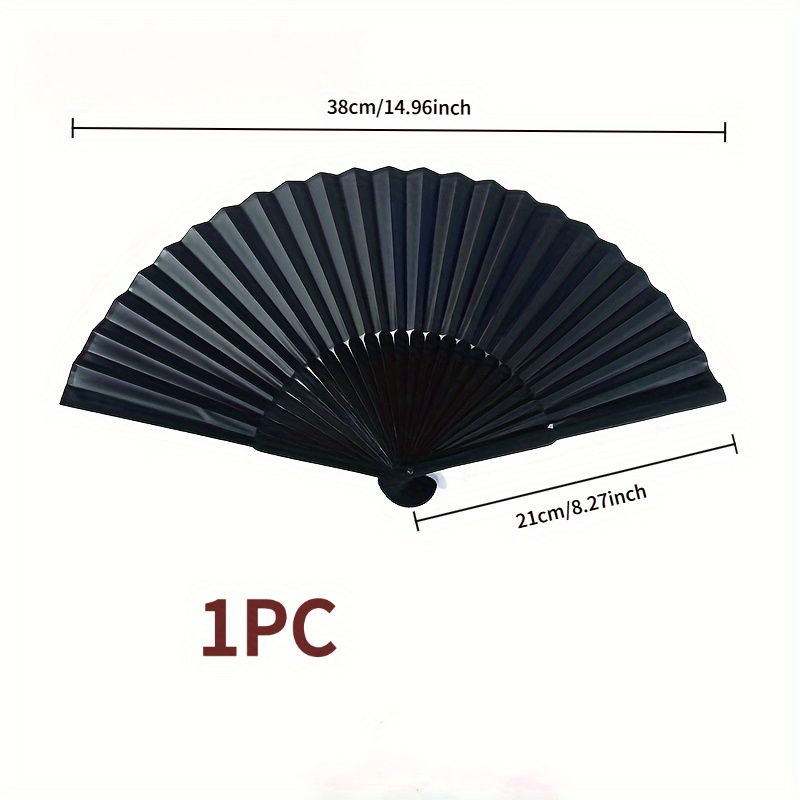 TEMU Japanese/chinese Style Bamboo Folding Fan - Elegant Retro Wedding Accessory & Summer Cooling Handheld Fan, Traditional Black Hand Fan For