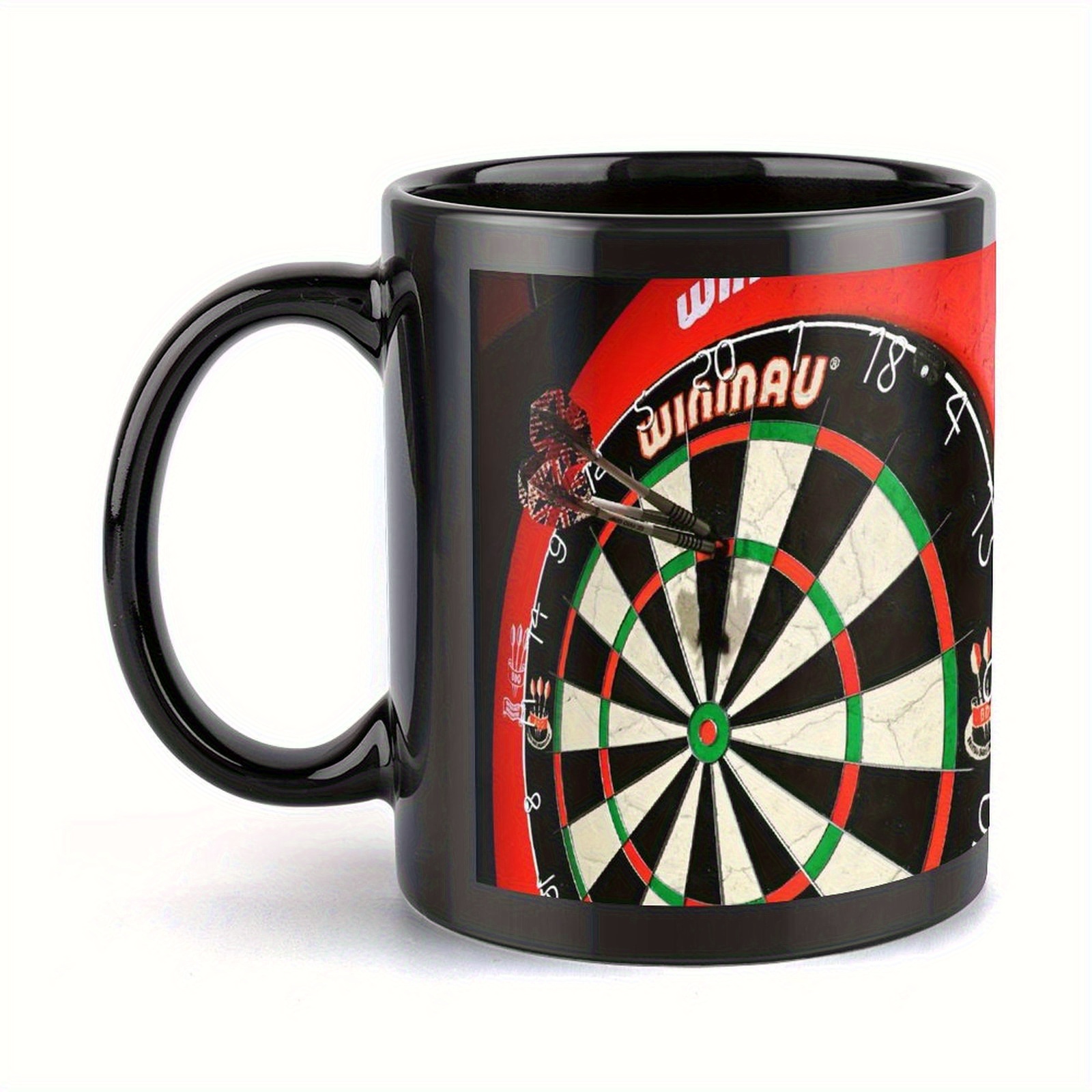 An 11-ounce Ceramic Coffee Mug Featuring A Dart Design - -sided Dart Art Representing 5 , Hand Wash Only, Reusable, Perfect For Birthday, Christmas, And Holiday Gifts, Coffee Bar Additions
