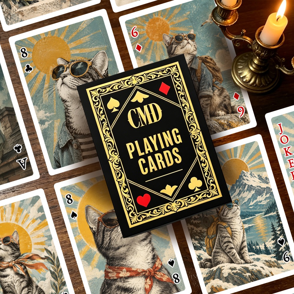 CMD Cat-Themed Poker Deck & Collectible Card Box for Game Nights