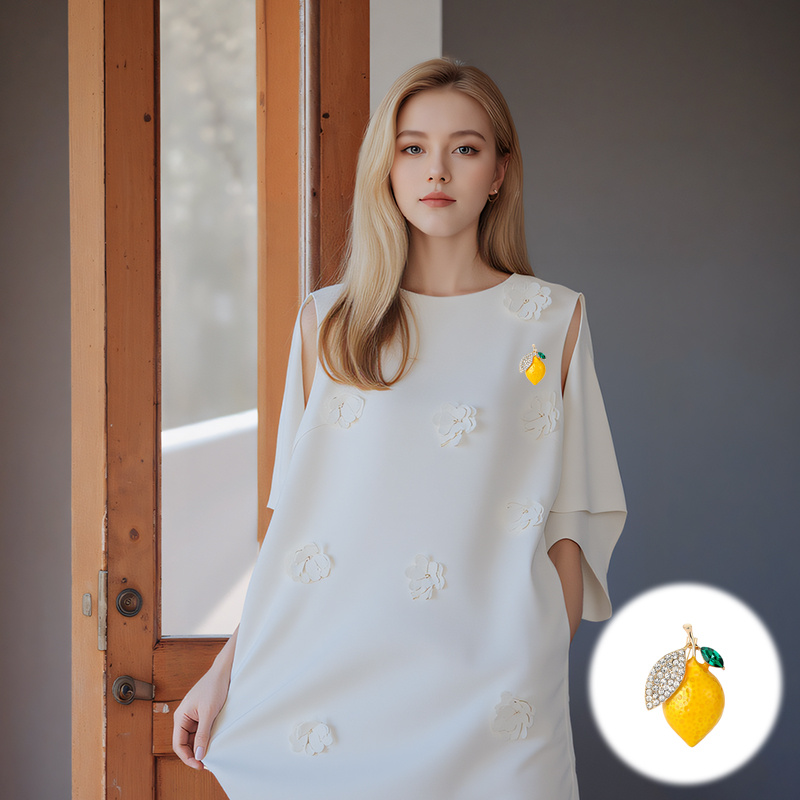 Adorable Style Trend Character Hand-painted Enamel Lemon Pin