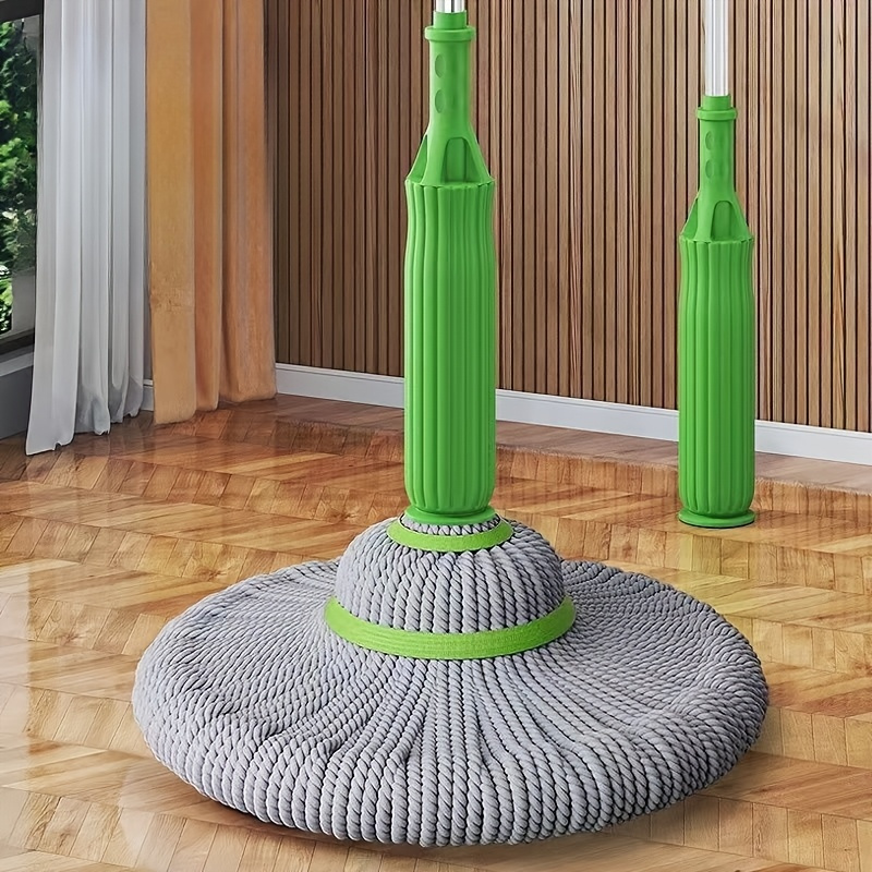 [Super Absorbent Rotary Mop] 1pc Super Absorbent Rotary Mop with Green Handle - Ideal for Home, Kitchen, School, Office, Bathroom & RV Travel - 7pcs Set | Easy-to-Clean Microfiber Mop Head & Bucket