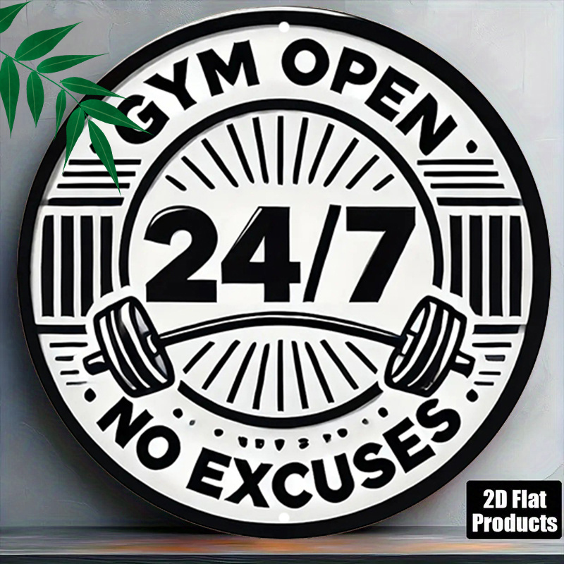 TEMU 2d Flat, 1pc Retro Wall Decor - Fitness-themed "" Motivational Sign Suitable For Home, Gym, Office, Kitchen, Bathroom - Durable Indoor/outdoor
