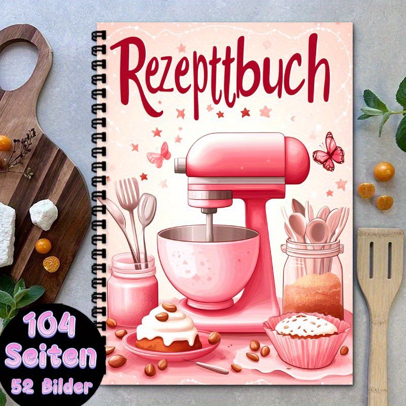 1 kos A5 Zabavni Nemški Zvezek z Receptami - Prazni Osebni Zvezek z Receptami, Črni Spiralni Uvoz, Lahko Drži Do 100 Recept. Domača Menija