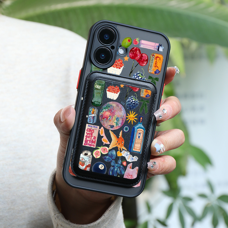 TEMU Phone Case: 2pcs Set Creative Colored Element Pattern Magnetic Phone Case & Fashionable Luxury Magnetic Property Multi-functional For Iphone16e