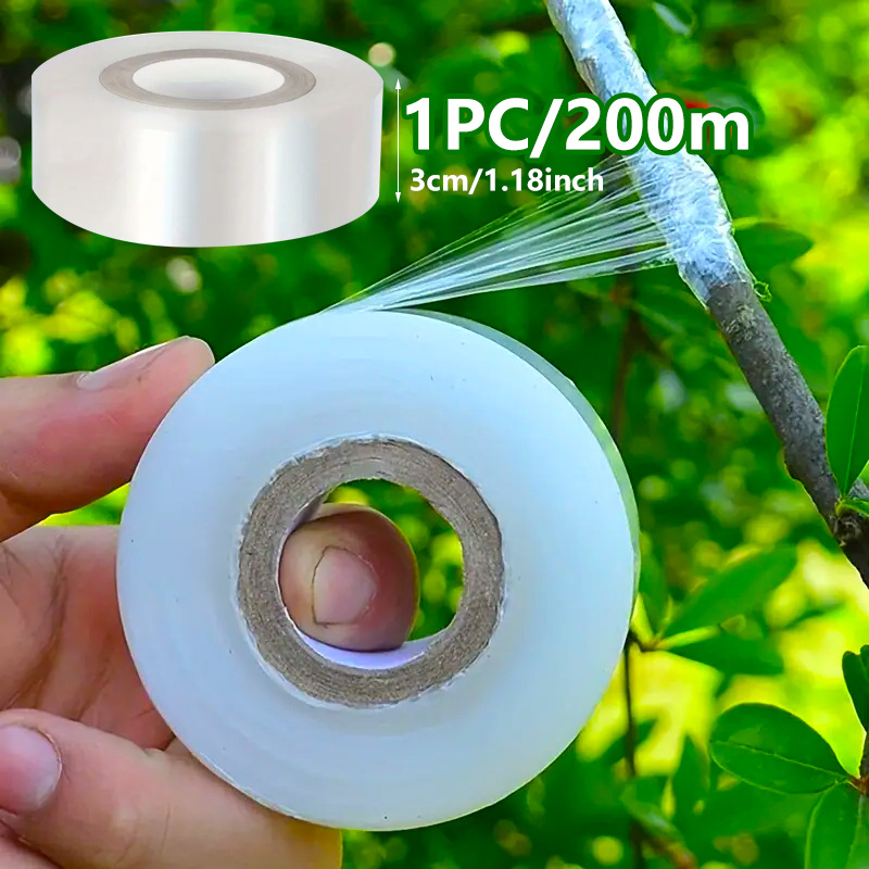 

1pc, 200m/656ft Clear Plant Grafting Tape, 3cm/1.18inch Width, Self-adhesive Transparent Horticultural Bundling Film, Multi- Garden Nursery Tape For Seam Bundle & Grafting