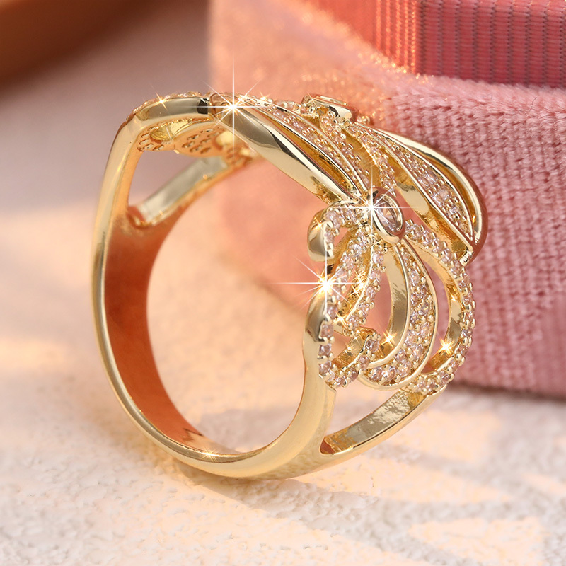 Plated Bow Ring - Elegant Bling Bling Luxury Gift