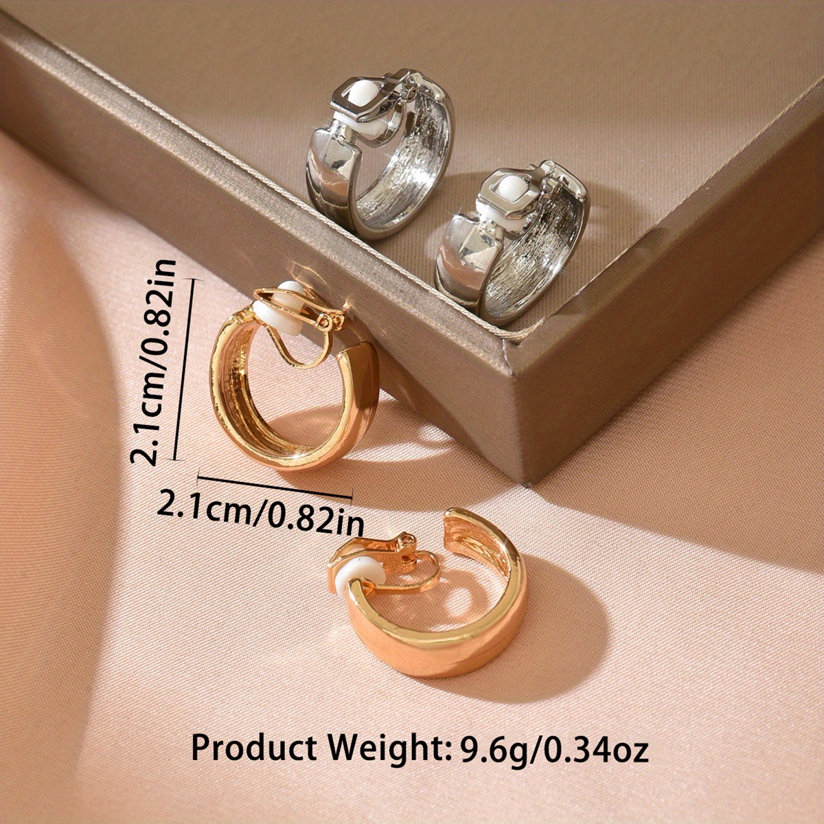 Women's Simple and Elegant C-Shaped Hoop Clip-On Earrings