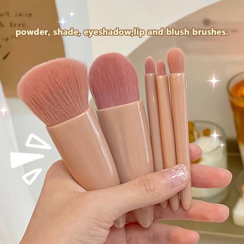 portable models 5 makeup brushes suit multi function with powder brush powder foundation brush eye shadow brush lip brush travel set suit friends girlfriend family lover