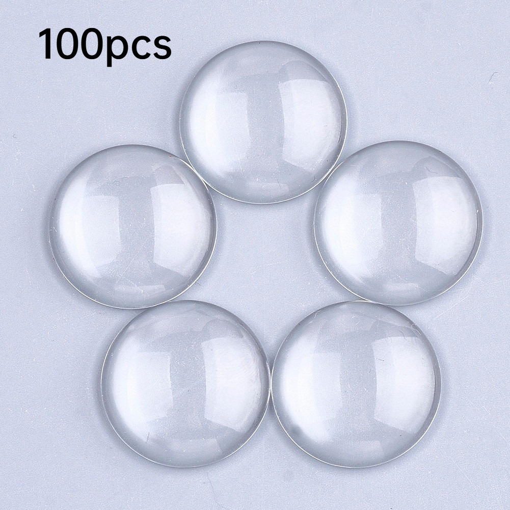 TEMU 100pcs Cábalas de Vidrio Transparentes, /Half Round, Transparentes, 25X6~7Mm, para Fabricación de Joyas, Suministros de Vidrio Fusible,