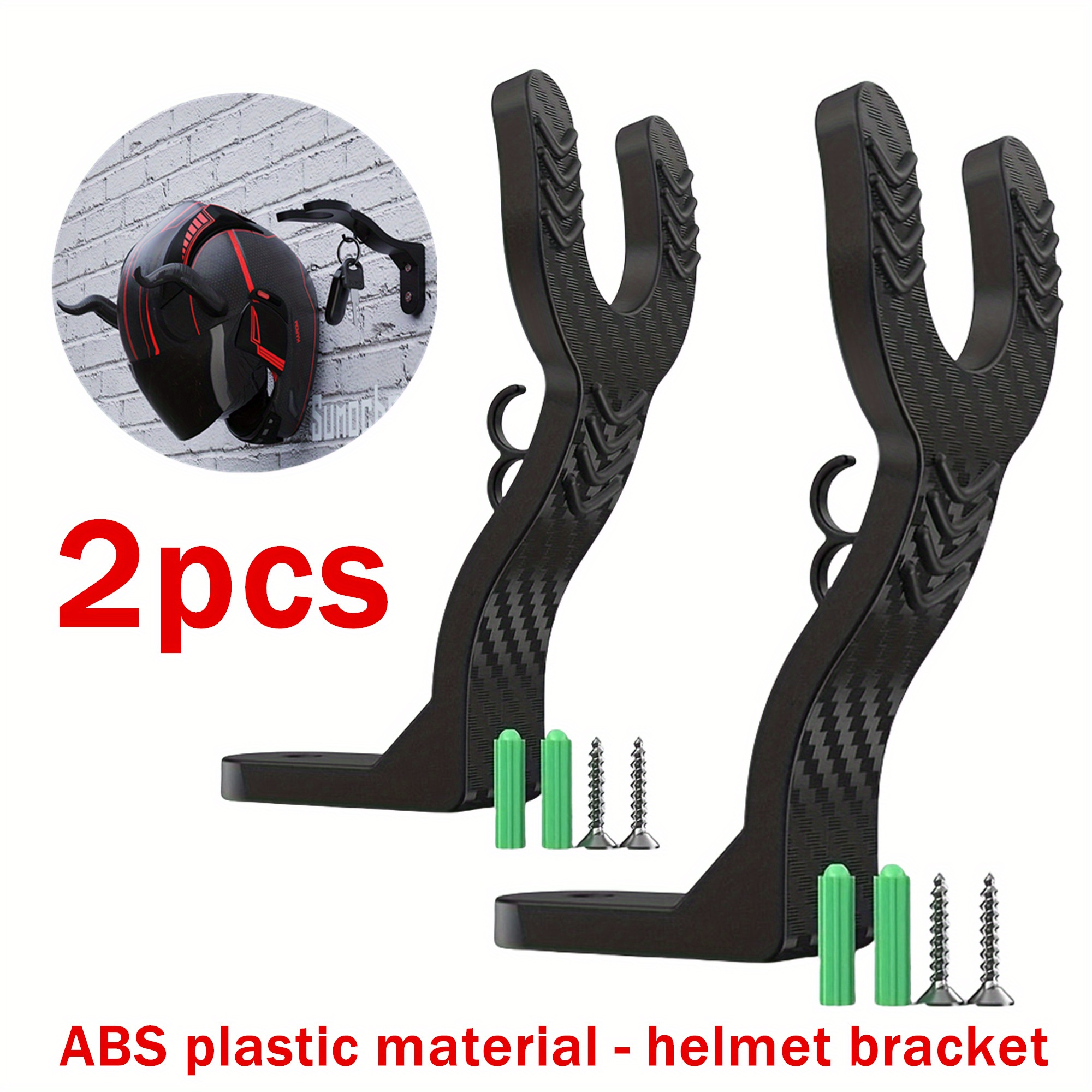 E-shop 2 Stück/1 Stück Langlebige ABS & Motorradhelmhalterung – Multifunktionale Wandhalterung für Helme, Gepäck, Jacken, Schlüssel usw., einfache