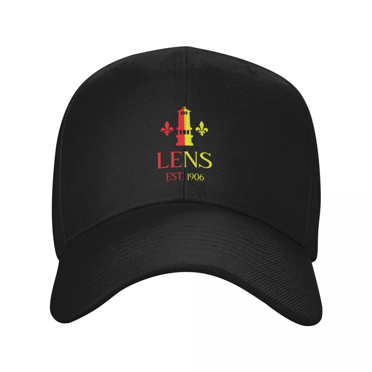 TEMU Casquette Baseball 2025 Modèle Rouge & Jaune - Léger en Polyester à Imprimé Géométrique, Design EST. 1906 pour Pêche, Sport et Cadeaux de