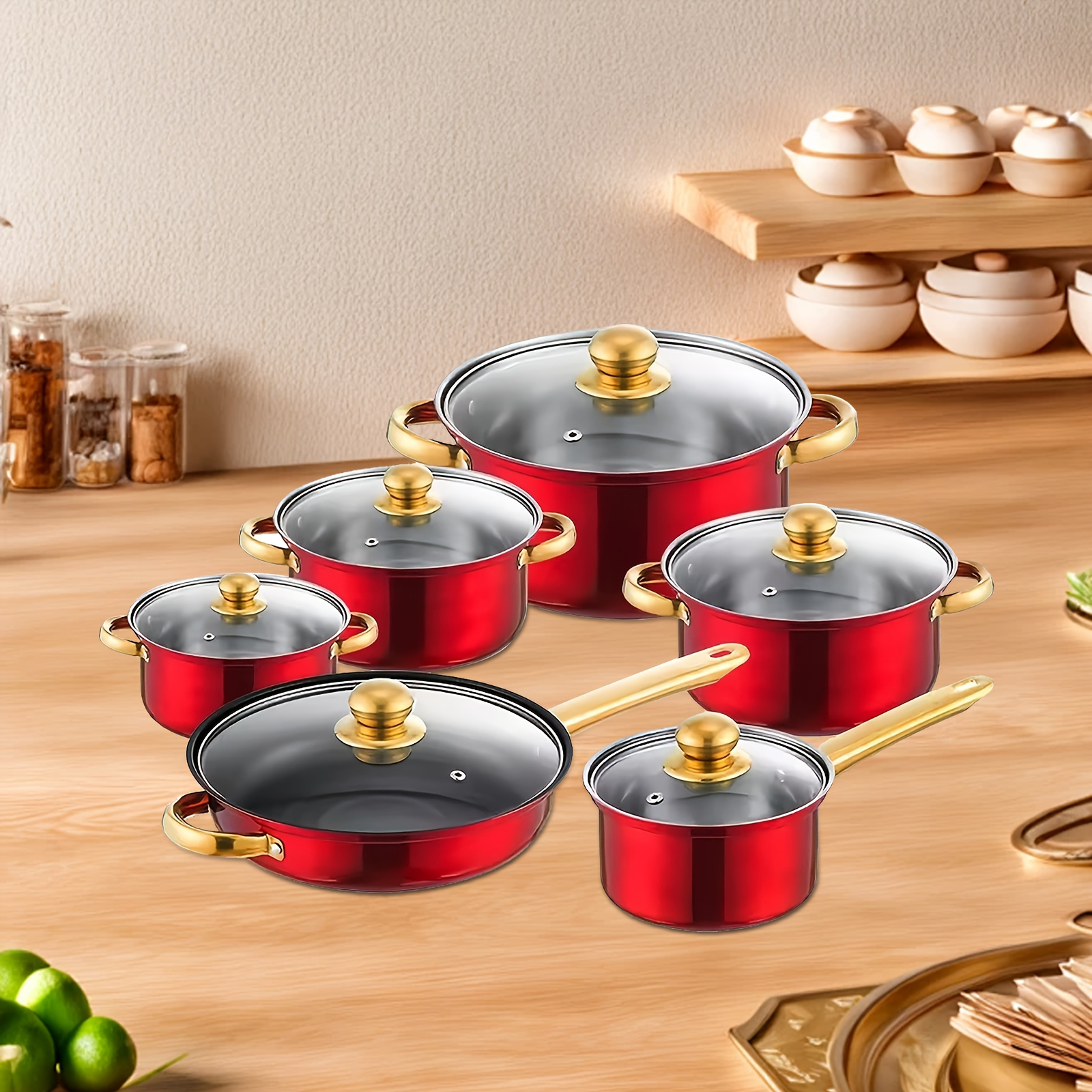 6pcs stainless steel wok set non   to clean kitchenware suitable for frying   and soup making details 7