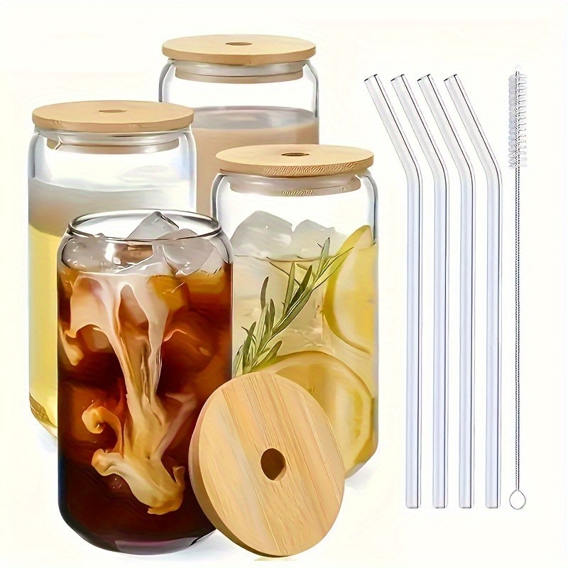 4pcs set 1 550ml water cup 1 bamboo lid 1 glass straw 1 - Temu