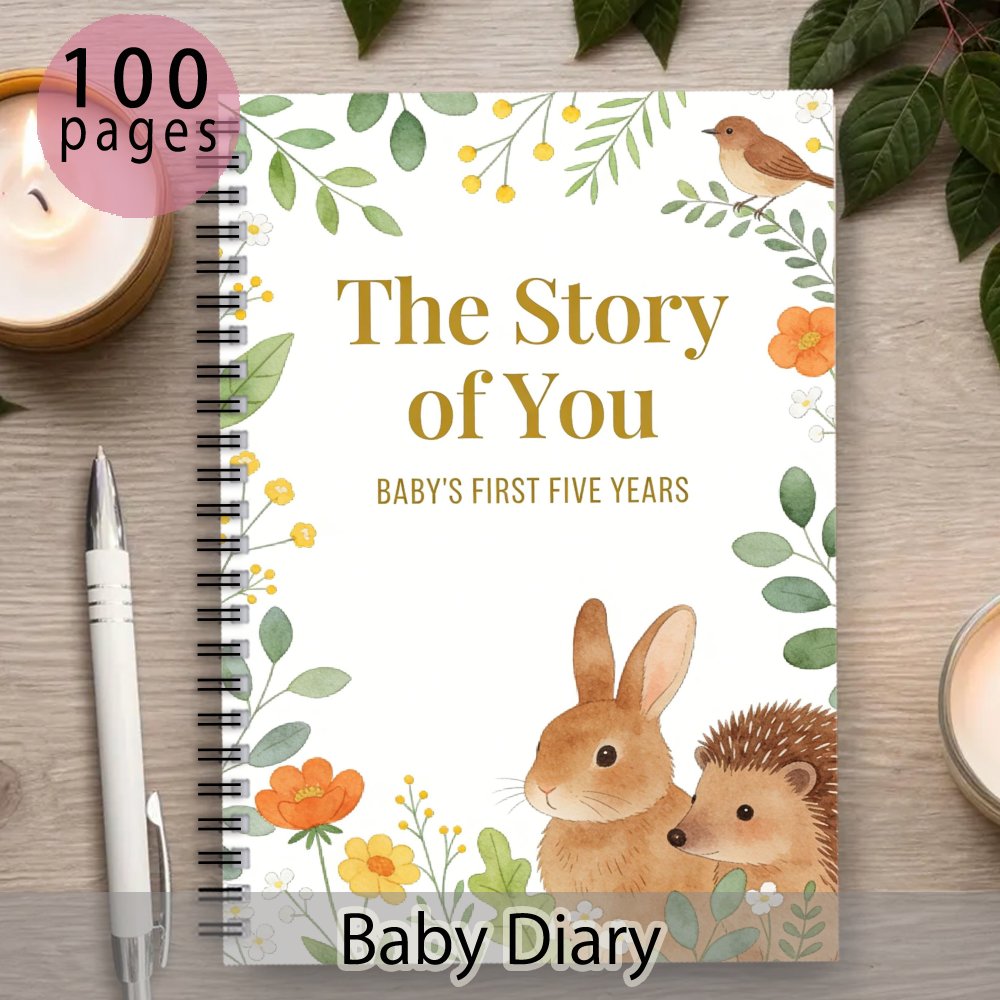 TEMU 1pc Baby Memory Book, Milestone Journal | Baby Shower Keepsake Gift With Woodland Animals And