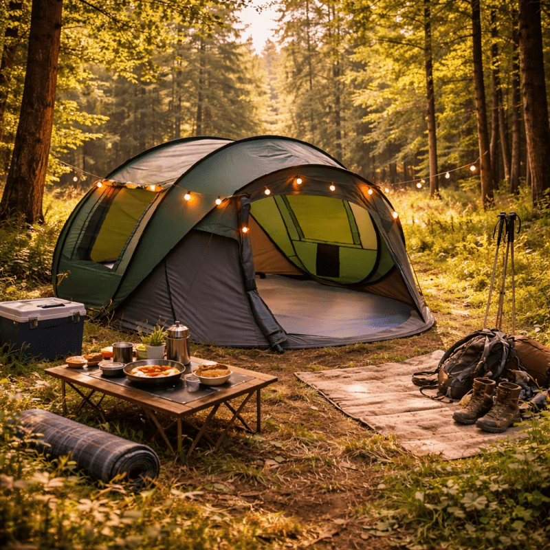 4-Person All-Season Instant -Up Tent with Quick Setup, Spacious Round Camping Tent Suitable for, Lightweight Portable Outdoor Shelter with Mesh Ventilation & Mosquito Proof for &, Durable for Car Camping, Picnics, Year-Round