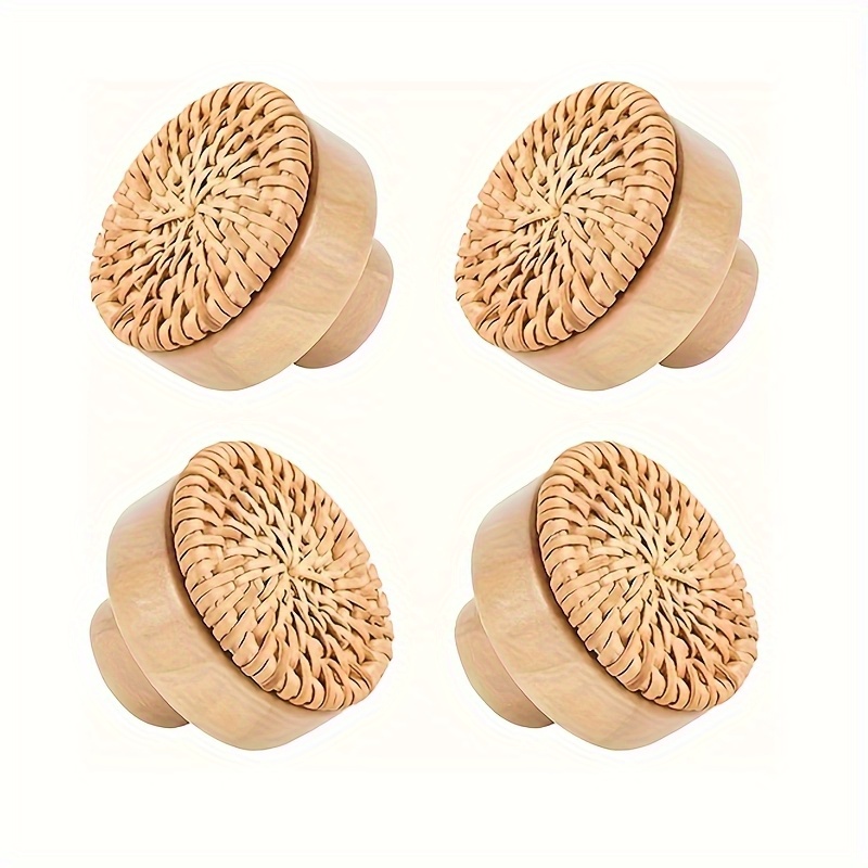 TEMU 4 pezzi, maniglie in rattan intrecciato con manici in legno, maniglie facili per cassetti e armadietti