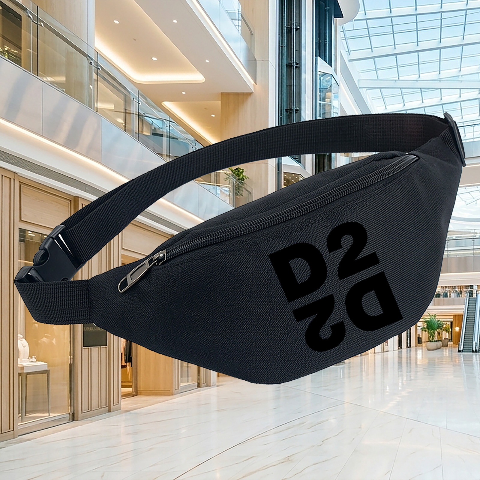 TEMU Marsupio da con e stampa logo D2, marsupio sportivo e sicuro, borsa a tracolla compatta e durevole per escursionismo, viaggi, ciclismo, , ,