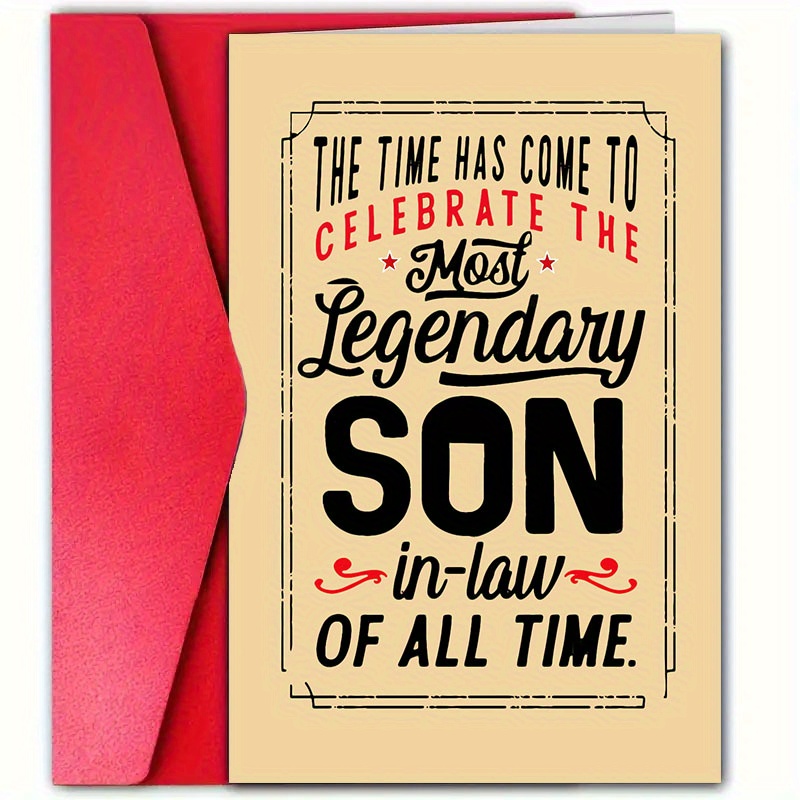 TEMU Moment Birthday Card Envelope, Son-in-law - Ideal For December Birthdays, Family Gatherings, And Parties