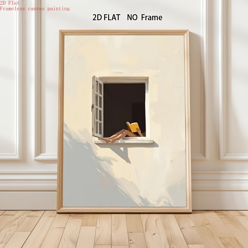 TEMU 2d Flat, Posters & Prints, 2d Flat, Multiple Sizes , Frameless, 1pc, Minimalist Digital Wall Art, Window, Summer Window, Book Lover Digital