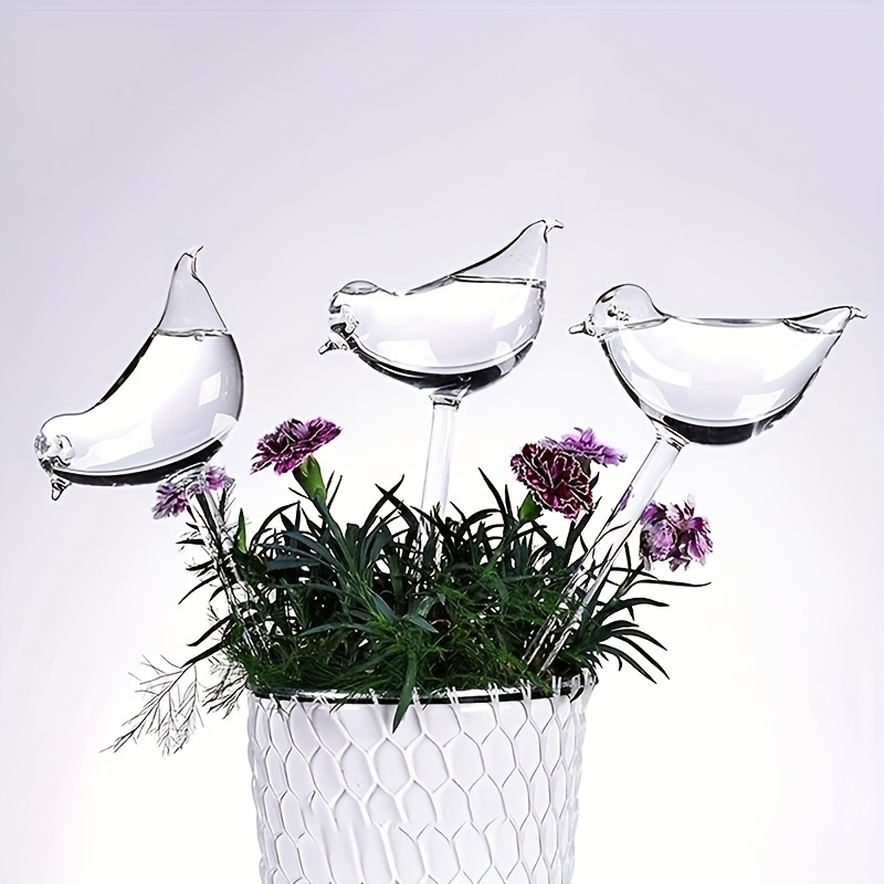 3pcs of transparent automatic watering balls designed like birds   automatically watering flowers and gardening tools at home featuring a narrow output design suitable for indoor and outdoor use gardens potted plants flower pots