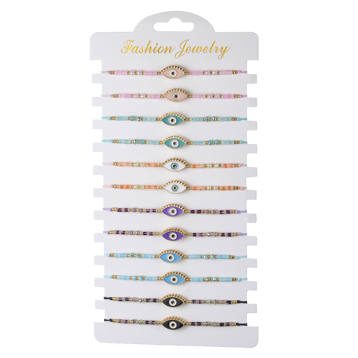 TEMU 12pcs Evil Eye Bracelets Set - Seed Beads Braided Adjustable Wristband For Men Women, Matching Couple Minimalist Turkish Eye Jewelry Gift