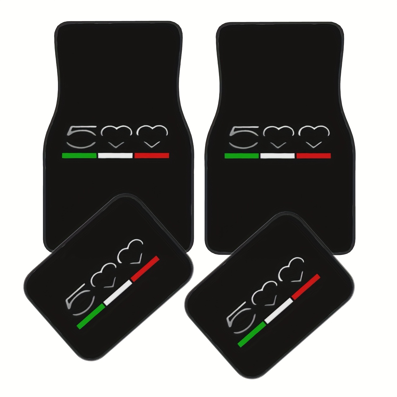 TEMU Lot de 4 tapis de sol haute qualité avec design logo FIAT 500 - universel pour sièges et arrière