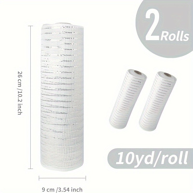 TEMU 2 Rolls Of 10-inch Wide Metal Decorative Mesh Ribbon, 10 Inches X 20 Yards Each. Decorative Mesh Ribbed Rolls For Wreath Decorations And