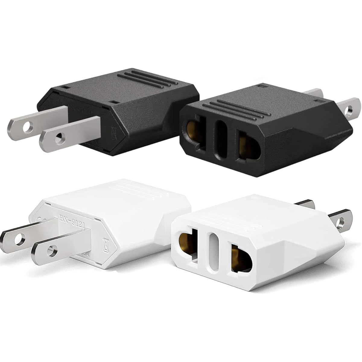 TEMU Us/ca Travel Adapters, 4 Pack (white 2 + Black 2) Of Eu European To Us/ca Plug Adapter-type A, Universal Wall Plug Travel Essentials From