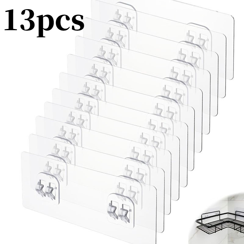 TEMU Lot de 13 crochets adhésifs pour étagère de douche, faciles à installer perçage, remplacement adhésif pour étagères et paniers de salle de bain,