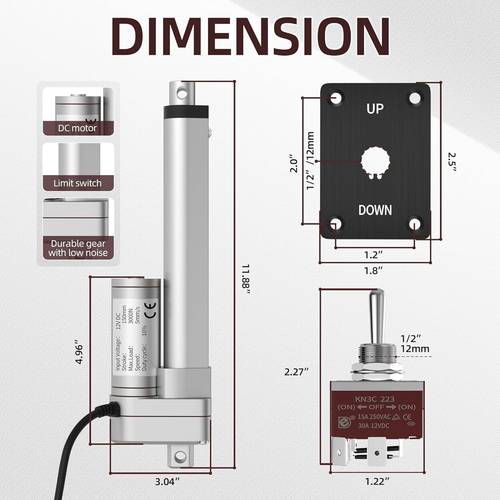 5 9 linear actuator with controller 12v 3000n 660lbs motion actuator with reverse polarity switch mounting brackets for electric sofa solar