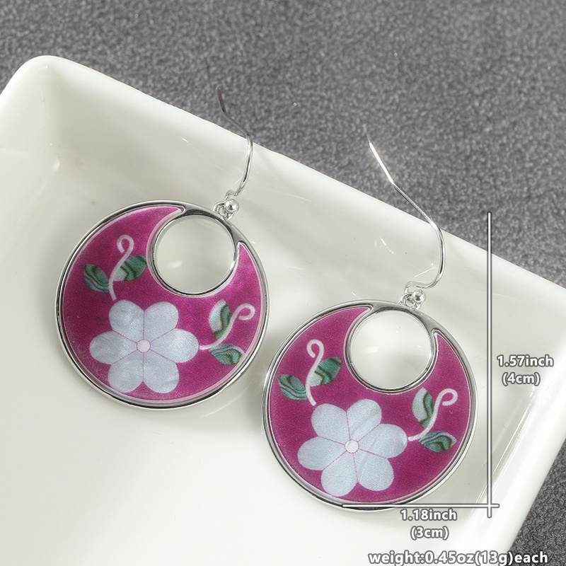 Women's Acrylic Dangle Flower Leaves Pattern Earrings