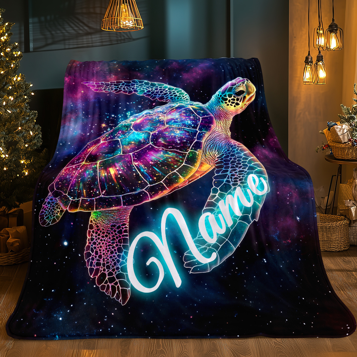 TEMU Couverture Personnalisée Nom Étoile de Rêve Tortue - Couverture en Flanelle Légère , l'Équipement de Lit, Convient aux Canapés, Lits, , Camping,
