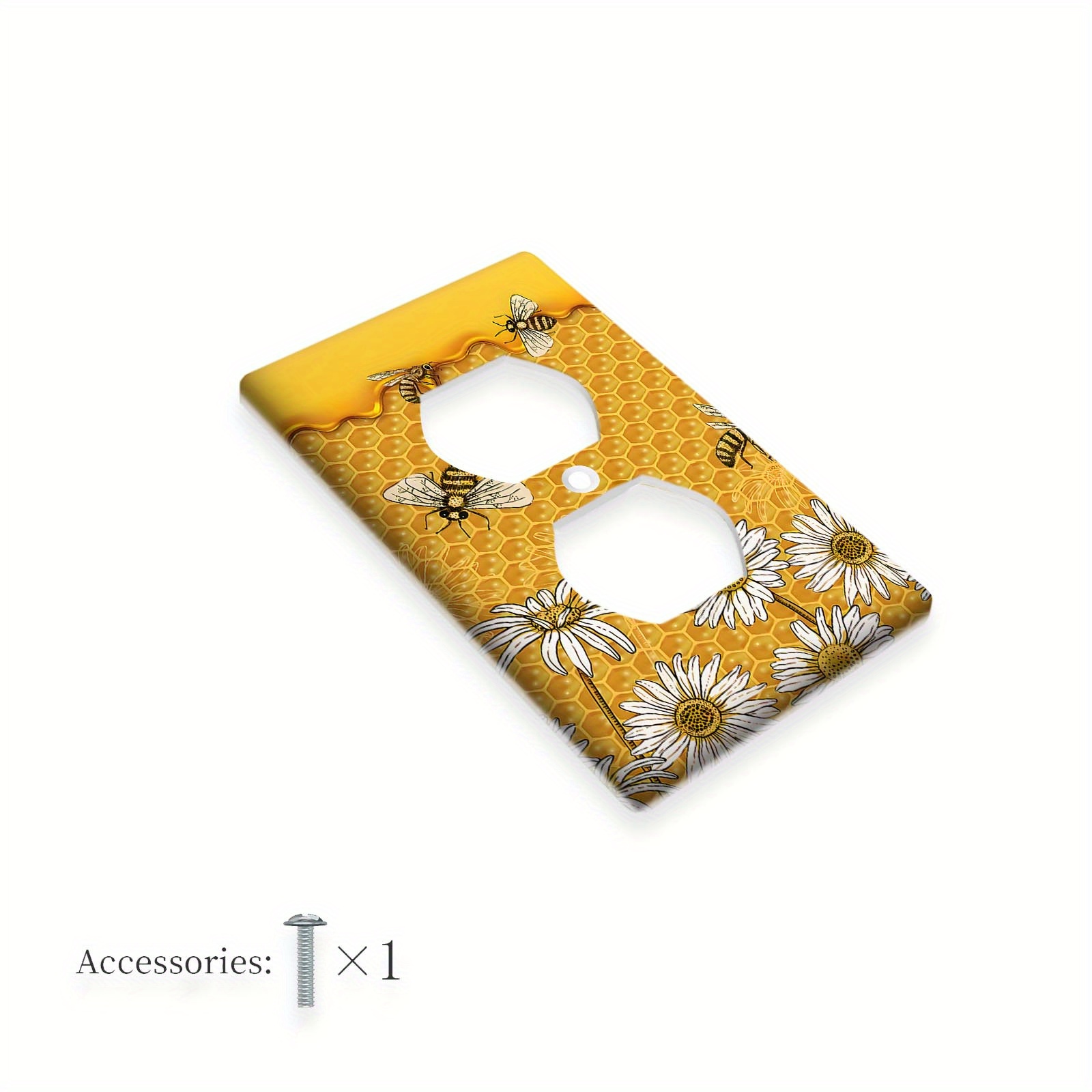 TEMU 1pc Bee And Flower Light Switch Cover Plate - Decorative Wall Outlet Cover With Daisy Pattern For Country Farmhouse Bathroom, Living Room, Or