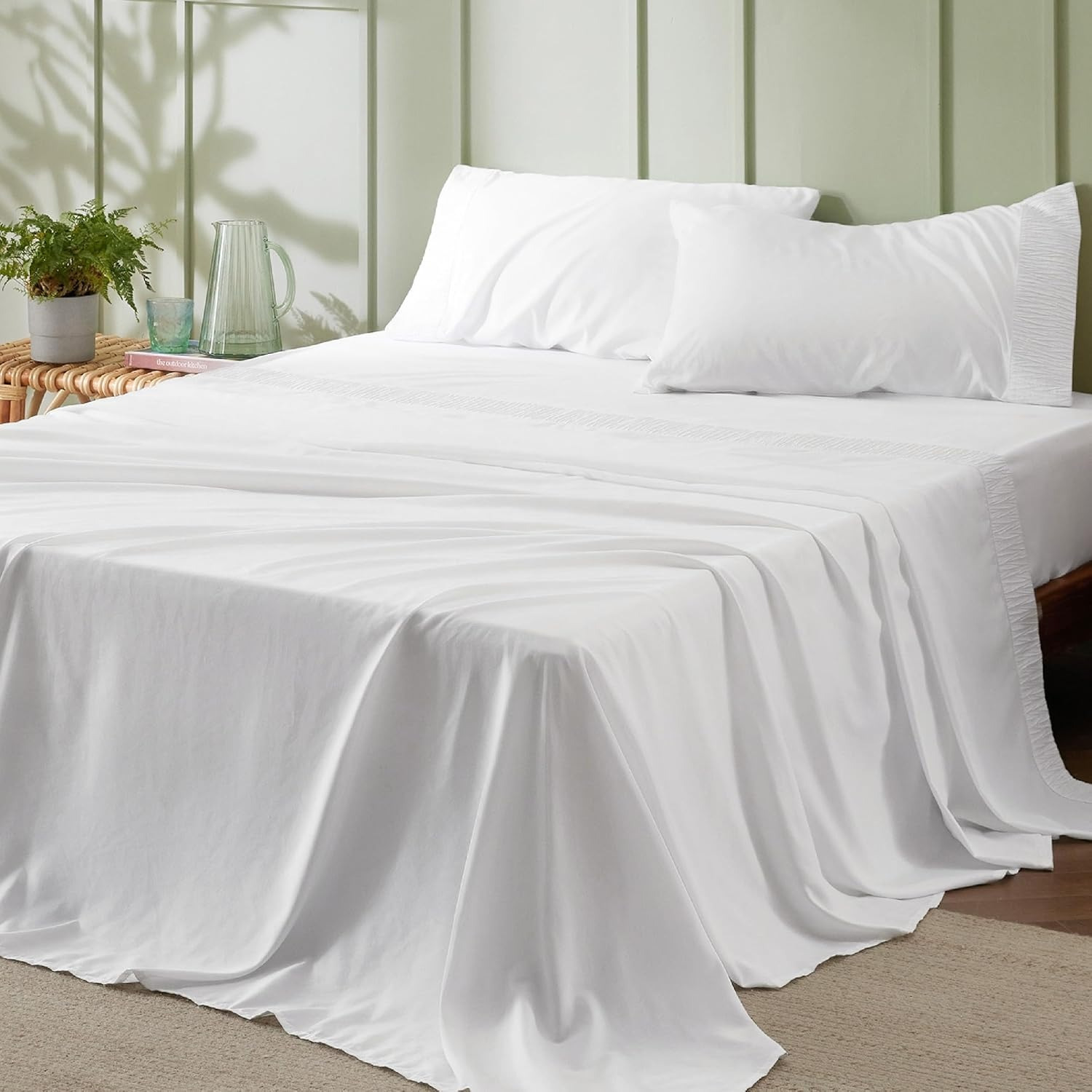 

Bedsure Sheet Set - Soft Sheets For Bed, 4/ 3 Pieces Hotel Furniture Sheets, Polyester Microfiber Cooling Bed Sheet Set