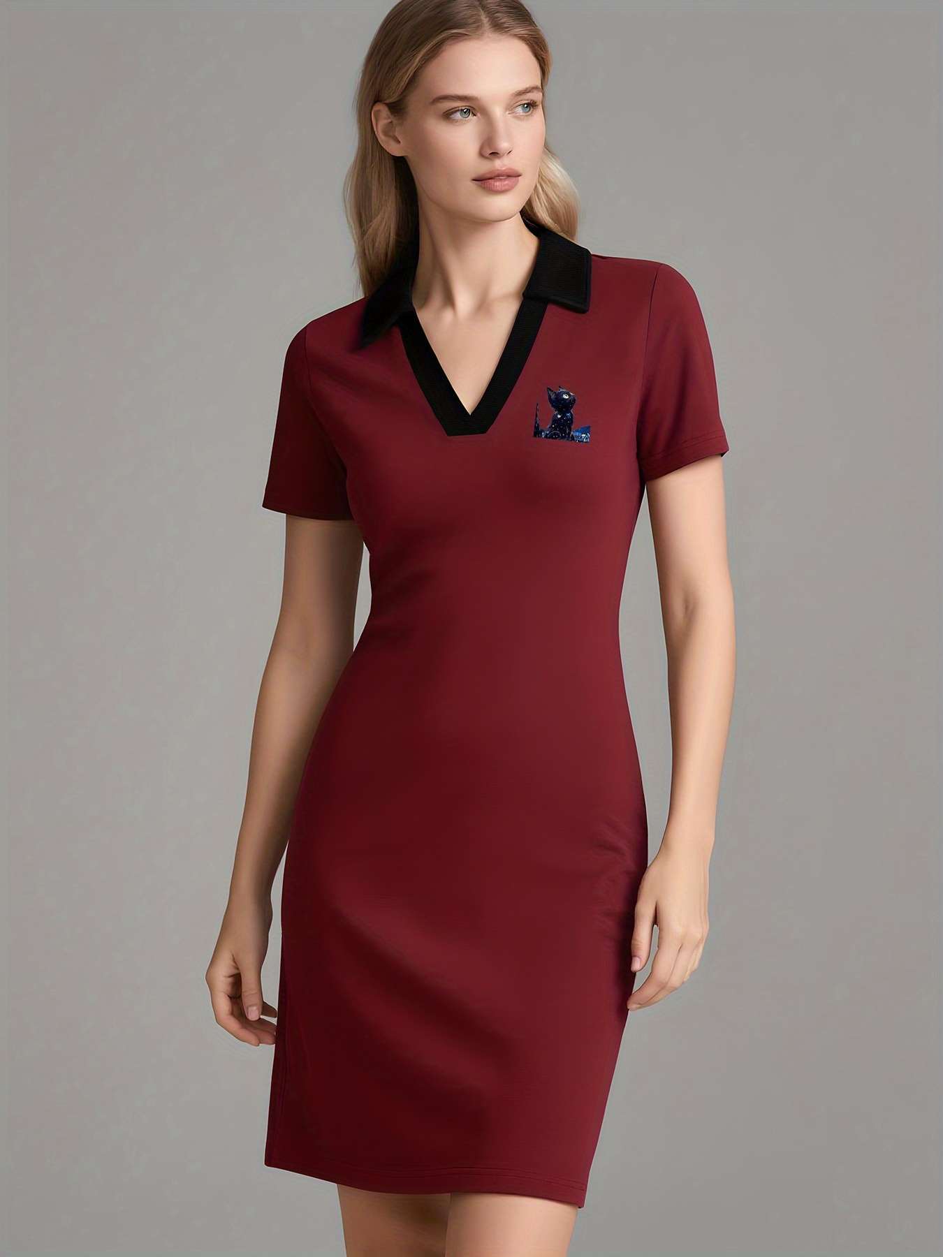 chinese dress ladies The Pauline Stretch Spandex Fitted Dress Red / 8