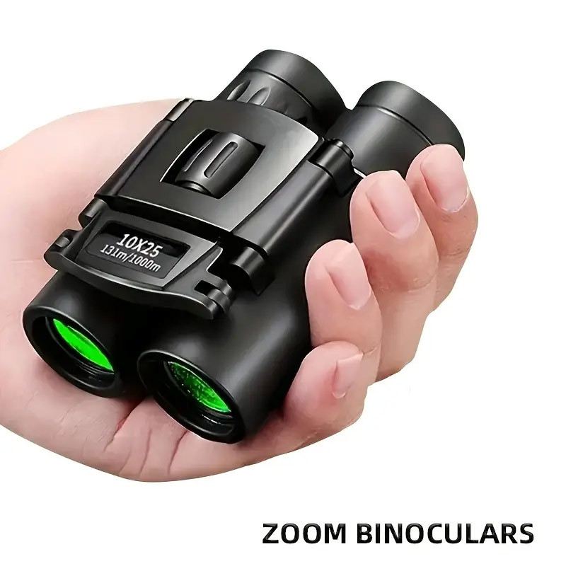 TEMU Indaphen 1pc Of 10x25 Mini Pocket Binoculars With Mobile Adapter - Compact And Portable Design, Suitable For Bird Watching, Hunting, Concerts,