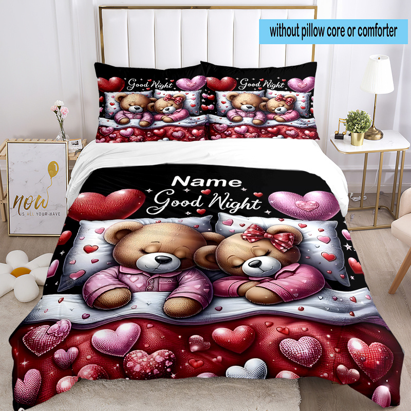 

3pcs Name Bedding Set - , Duvet Cover & 2 Pillowcases, -tear Knitted , Bedroom Decor, Christmas &