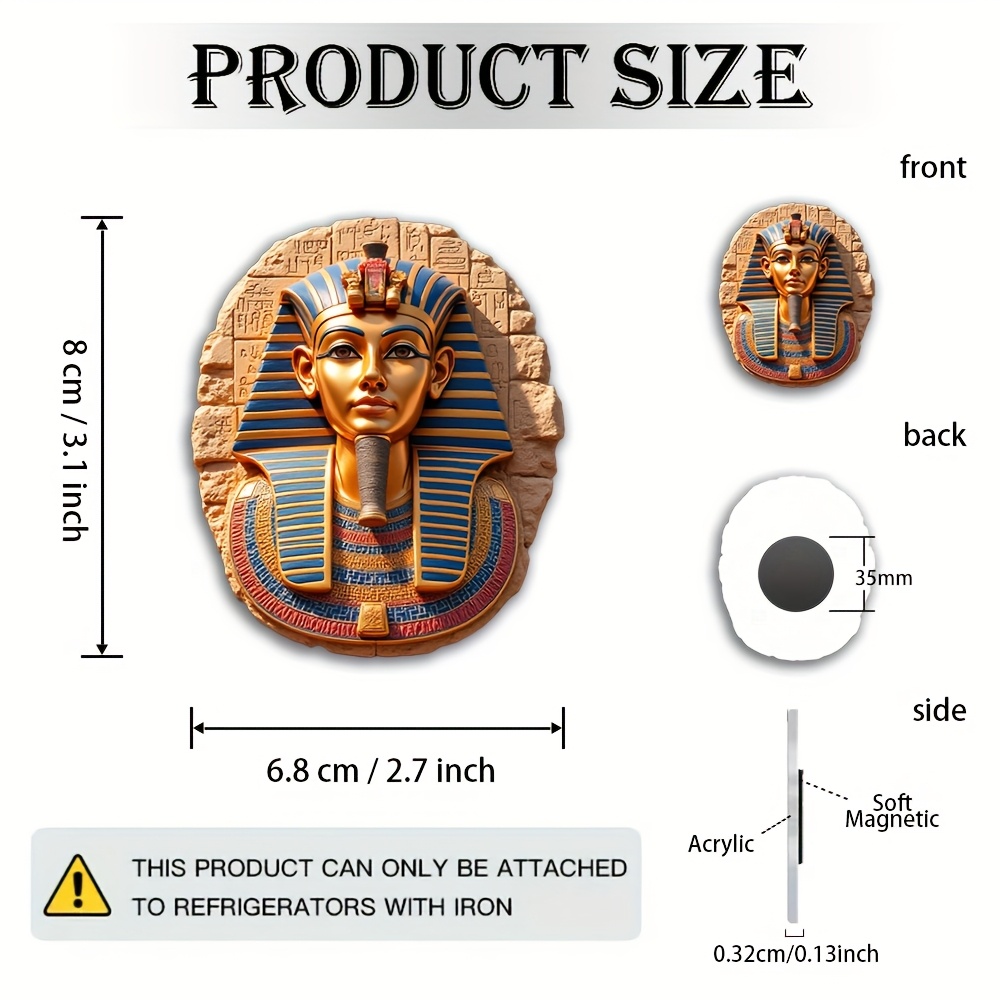 TEMU 1 pz Magnete da frigorifero magnetico Egiziano - Magnete resistente in acrilico a tema egiziano con la del re e , per frigoriferi, frigoriferi e