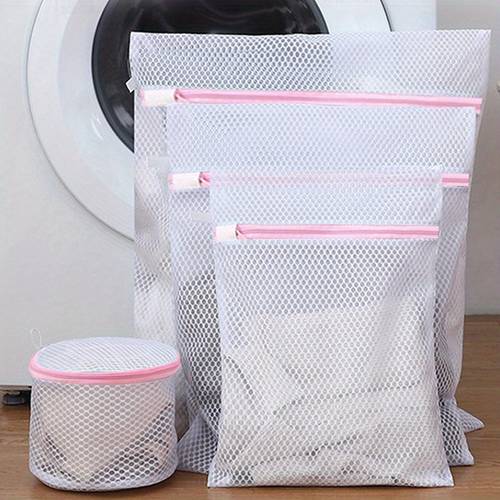 4pcs set mesh laundry bag storage bag mesh bag wash bag zipper washing machine is suitable for underwear sweaters for shops laundry bags