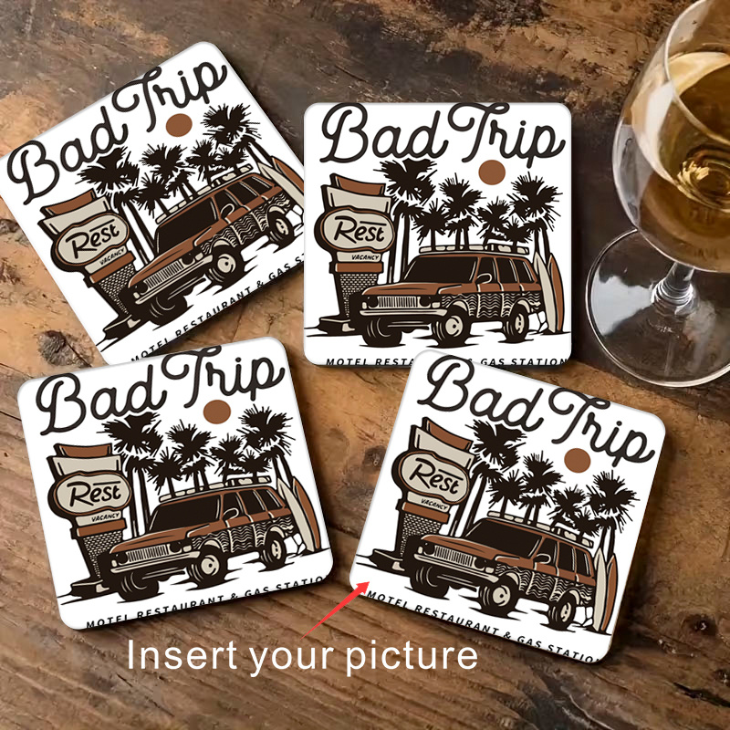 TEMU 10pcs Custom Coasters - Printable With Logos, Exquisite Photos, Business Promotional Wooden Coasters For Dining Table And Office Decor, Office