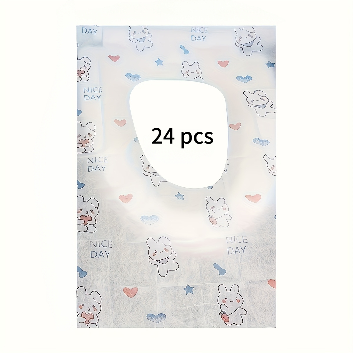 TEMU Disposable Toilet Seat Cover - Cute Rabbit And , Portable Toilet Cushion Cover, Adhesive Toilet Pad, Individually Packaged, And , Suitable For