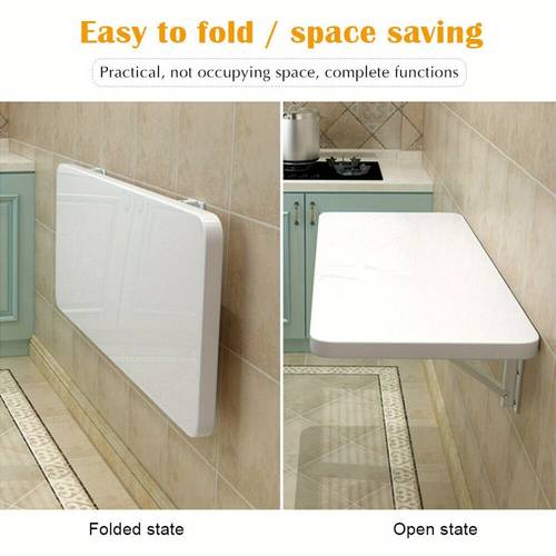 80x40 cm wall mounted folding desk for large laptops drop leaf design for space saving work or dining white with brackets