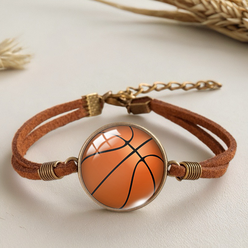 TEMU 1pc Sport Basketball Brown Bracelet Men Fashion Bracelets