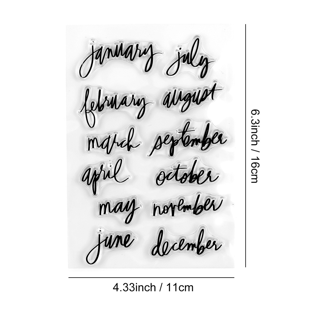 Image of Art Font Month Series Clear Stamp Clear Stamps For Diy Crafting Scrapbooking Supplies Photo Album Decorative Paper Card Making Rubber Stamps Seal