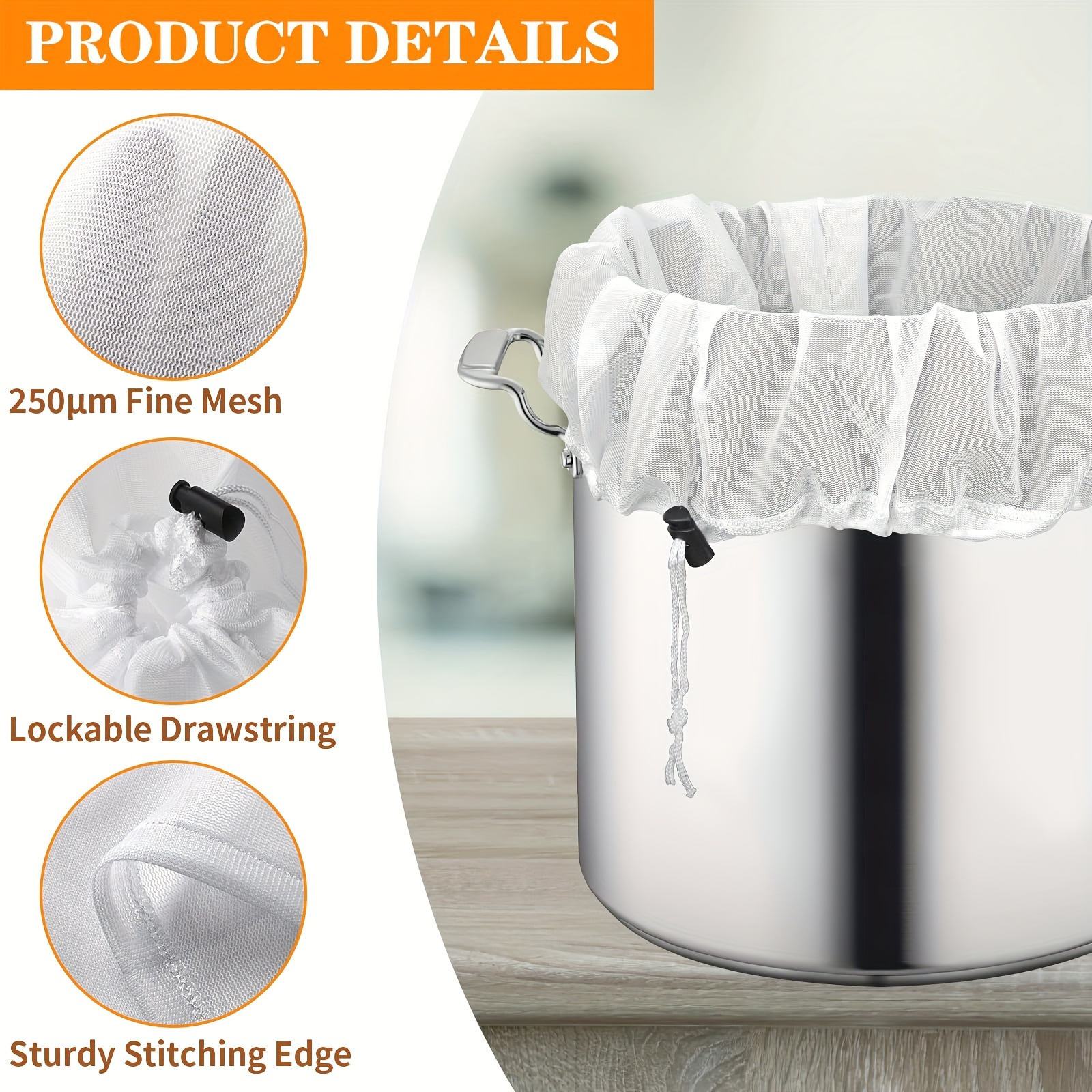 extra large reusable brewing bag   mesh strainer 26 x22 adjustable drawstring for home brewing     and fruit beers beer making supplies details 2