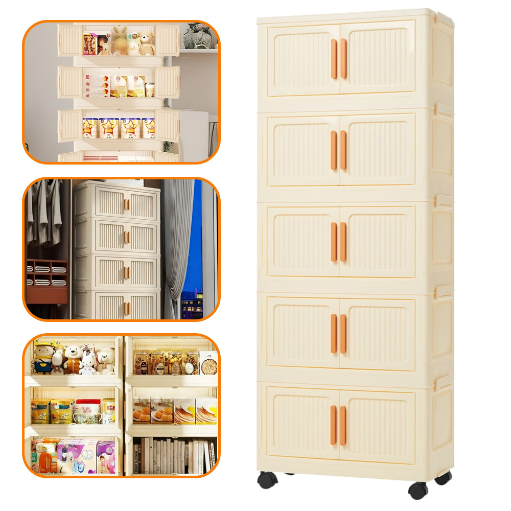 5-layer Stackable Wardrobe With Wheels And , Space Design, Suitable For , Each Floor Has An Independent Enclosed