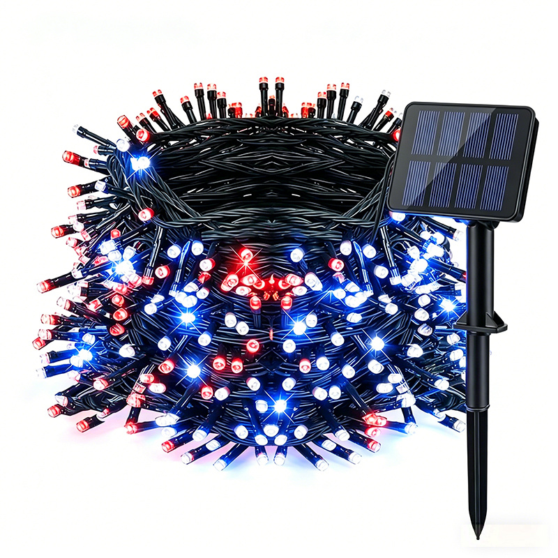 TEMU Solar String Lights 34ft 100led - 8 Patriotic Outdoor Lights With Memory - For Day Garden Party Yard Decor