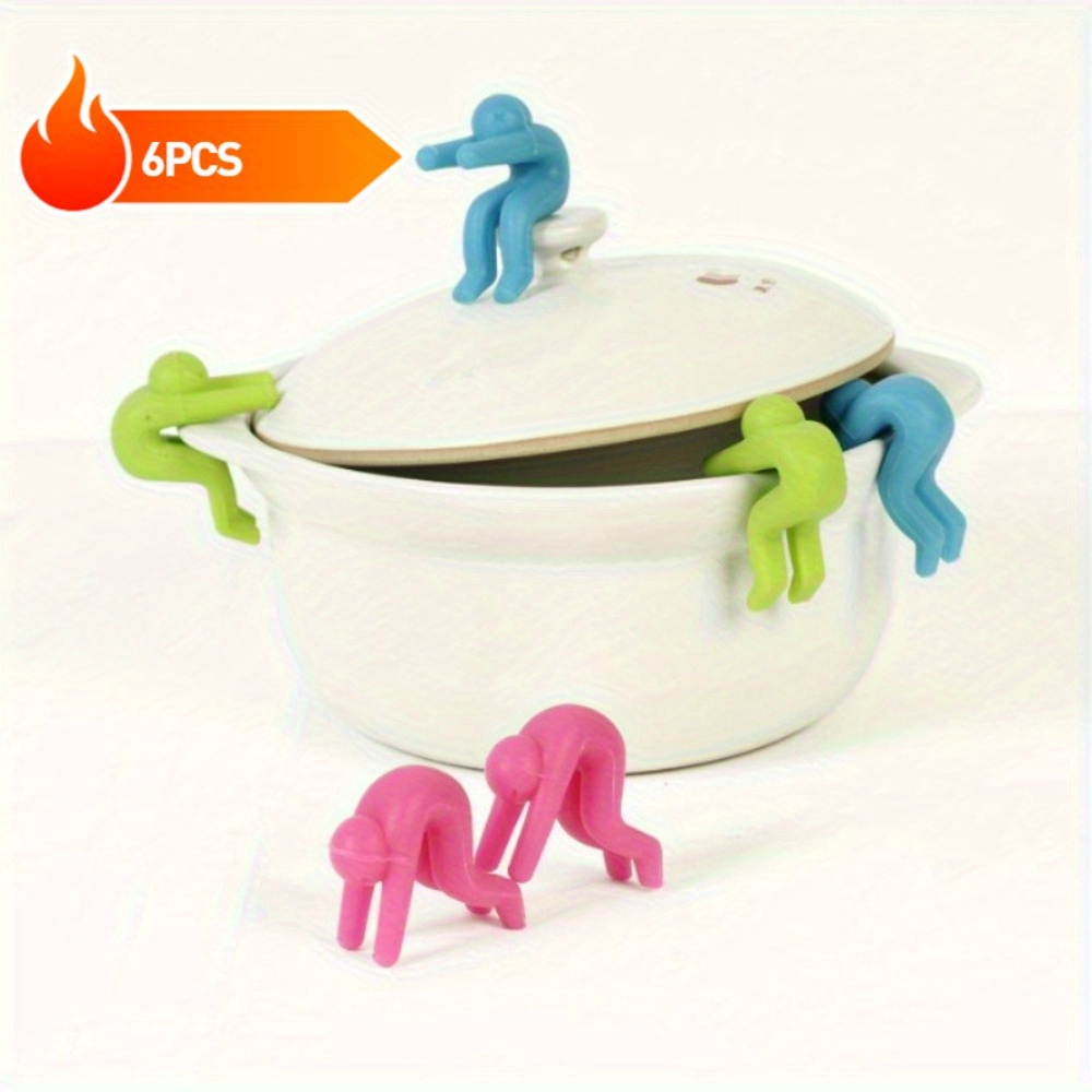 

6pcs Pot Lid Lifters - Spill, Heat-resistant Release Clips For Kitchen & Dining