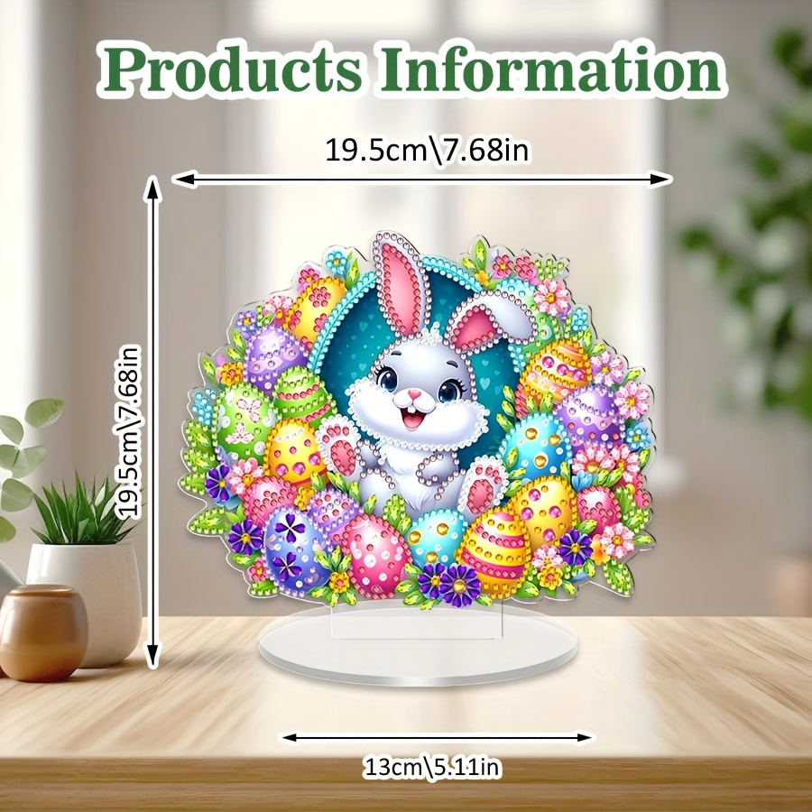 2d Flat Easter Elements Diamond Painting- Bunny And Egg, Meaningful Handmade Holiday Gift!, 2d Flat